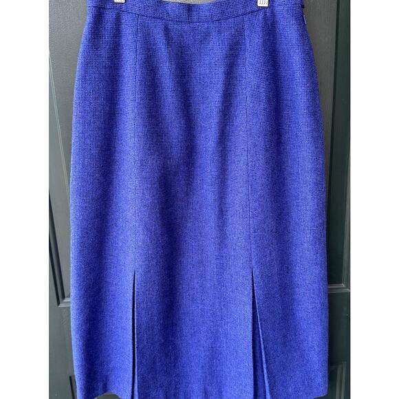 Vintage Avoca Collection 100% Irish Wool Cobalt Blue Midi Skirt Sz 6 Luxury - Picture 1 of 5